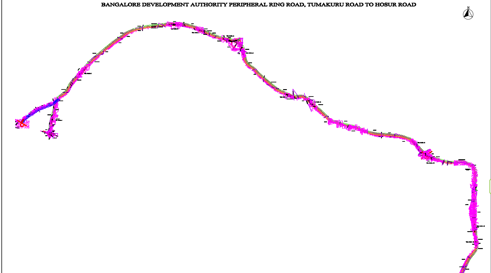 BDA Peripheral Ring Road — Tumakuru Road to Hosur Road Alignment Map